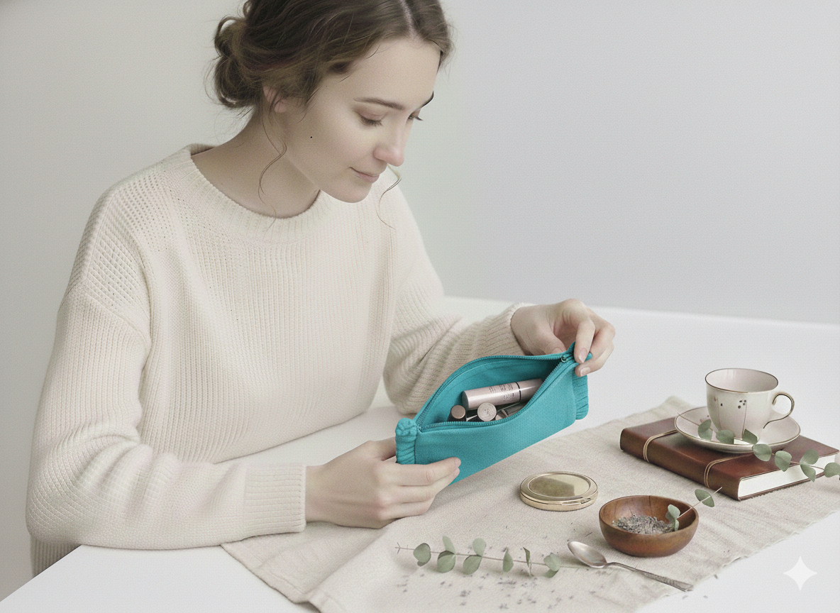 Canvas Ruffle Pouches | Canvas Travel Pouches | Zipper Pouch