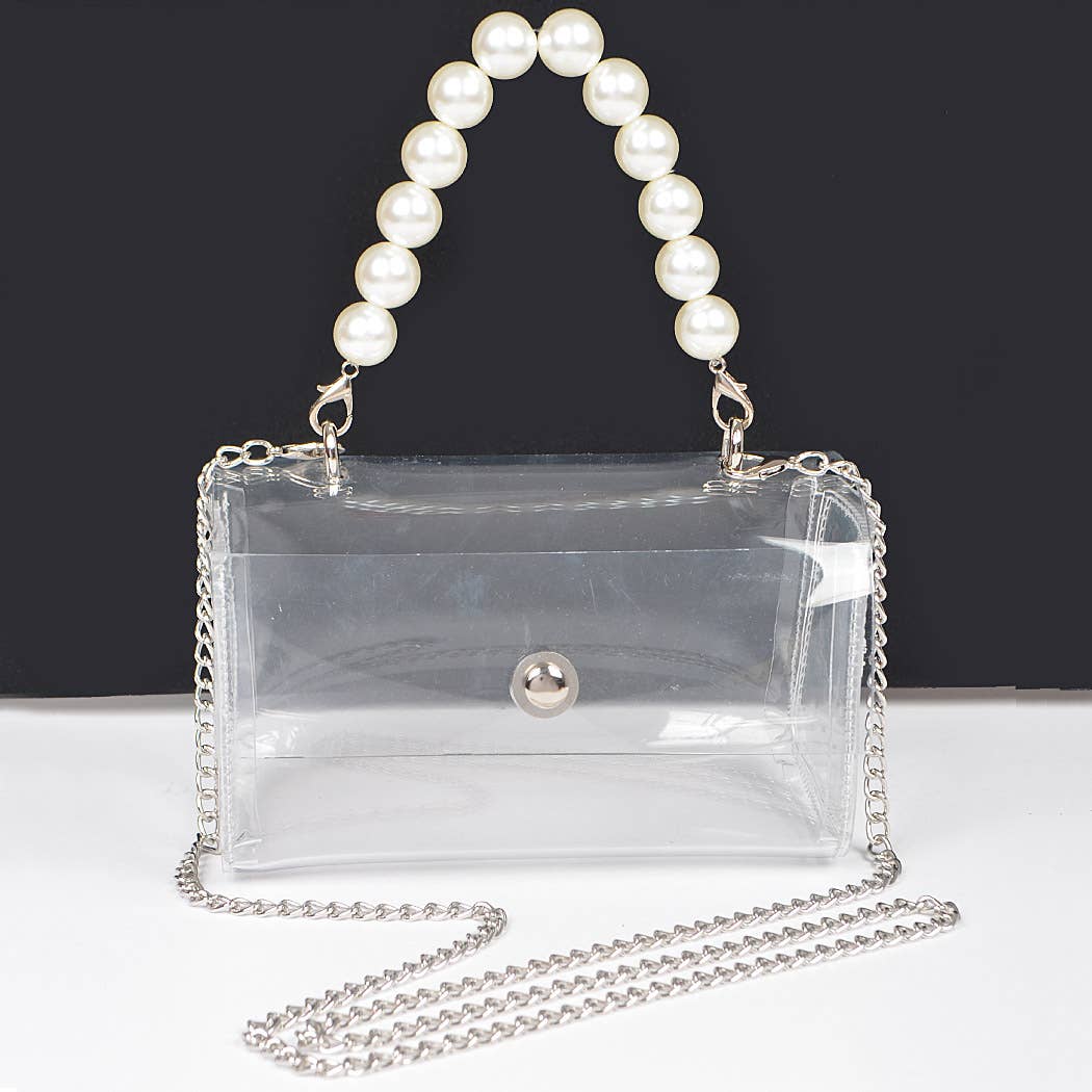 Transparent Clear Pearl Handle Bag