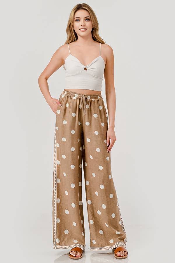 Womens Drawstring Boho Wide Leg Pants (S-XL)