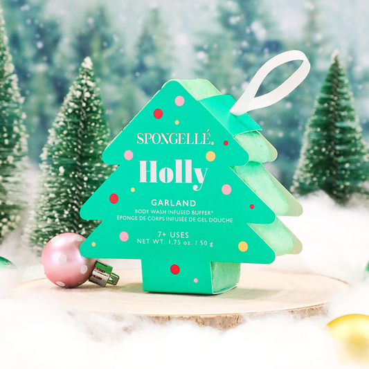 Spongellé - Holly - Garland Holiday Tree Buffer Christmas Stocking Gift