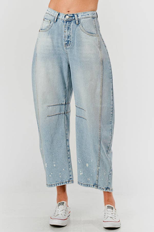 Utah Mid Rise Barrel Denim Jeans (S-XL)
