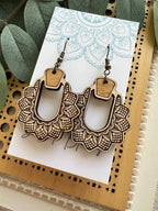 Boho hand painted lightweight maple wood earrings 