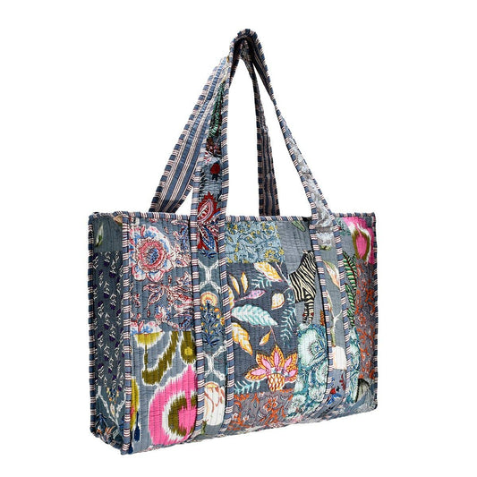 The Cynthia Cotton Fabric Patch Block Print Tote Bag