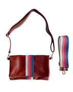 SALE! Cognac Stripe crossbody/ bum fanny bag / clutch w/ strap