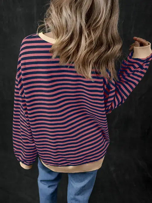 The Mandy Oversized Striped Pullover (S-2X)