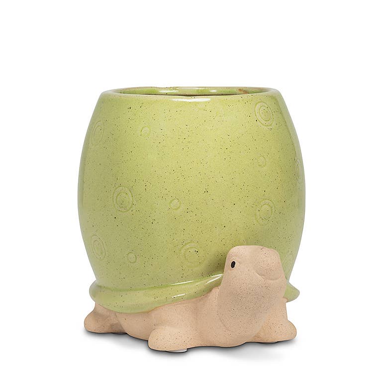 Tall Green Turtle Planter