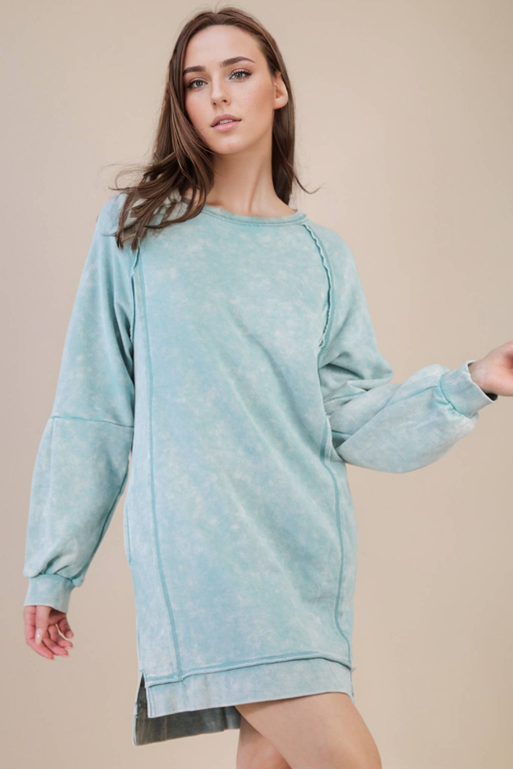 The Lindie Mineral Washed Casual Mini Dress (S-L)(2 Colors)