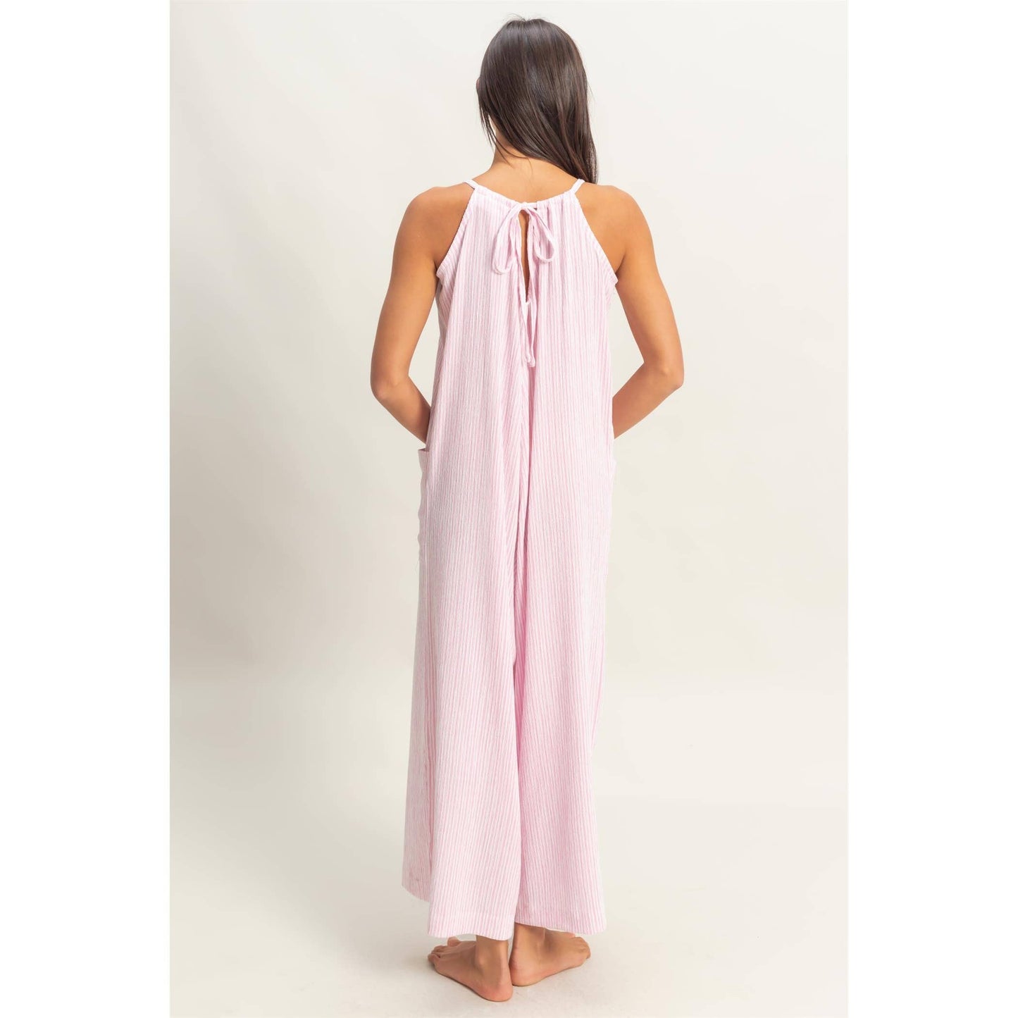 Striped V-Neck Sleeveless Jumpsuit