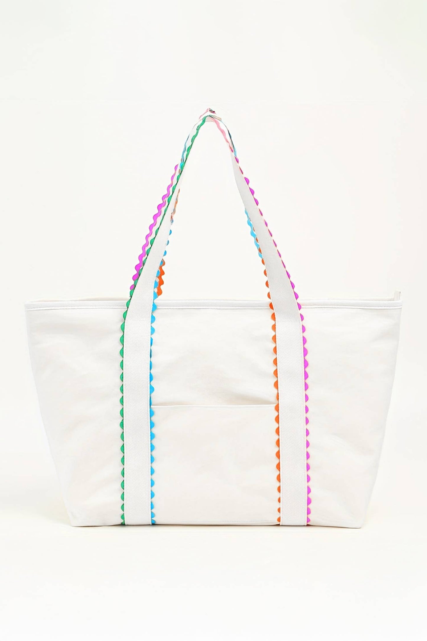 Colorful Trimmed Canvas Everyday Tote Bag