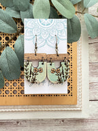 Boho hand painted lightweight flower maple wood earrings 