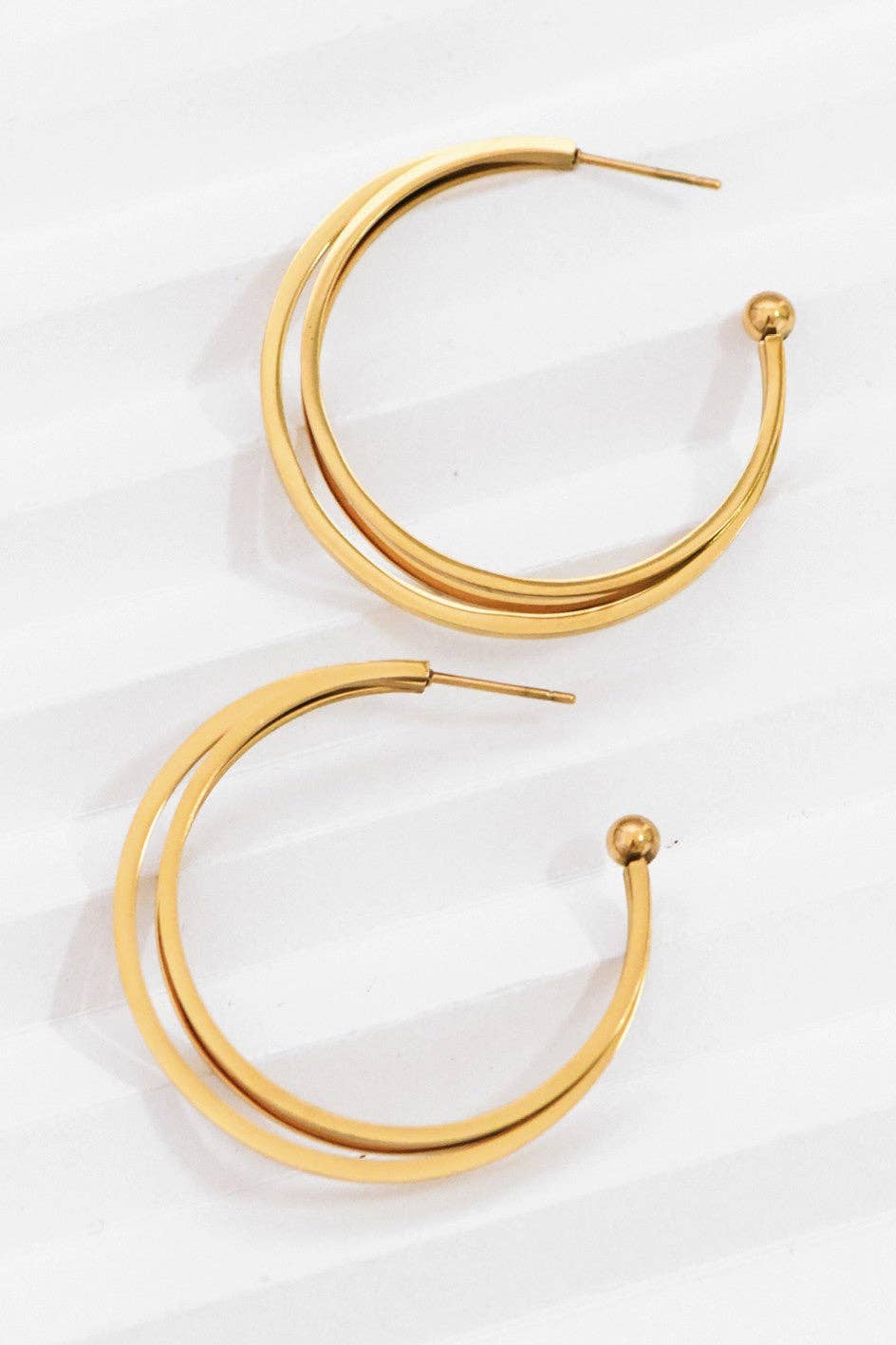 18K Gold Plated Waterproof Stainless Steel Hoop Earrings