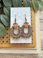Boho hand painted lightweight maple wood earrings 