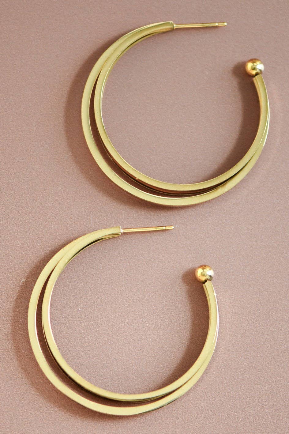 18K Gold Plated Waterproof Stainless Steel Hoop Earrings