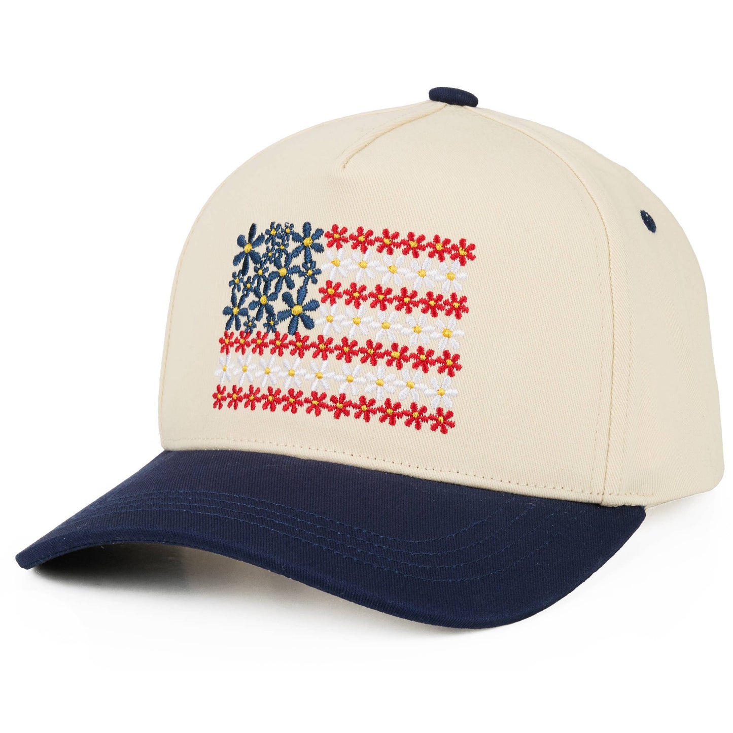 C.C Floral Flag Criss-Cross Ponytail Trucker Hat