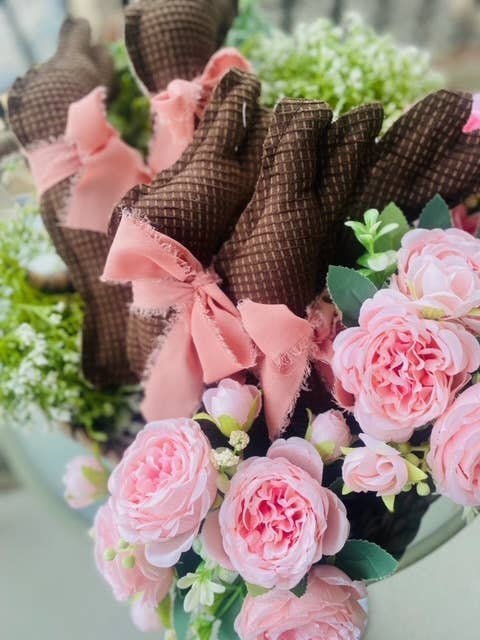 SALE!!!! Handmade Vintage Linen “Chocolate” Bunnies – Easter Rabbit