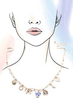 CERAMIC PORCELAIN BOW HEART CHARM LINK NECKLACE