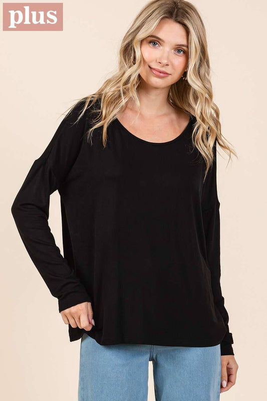 BAMBOO DROP SHOULDER TOP (PLUS)