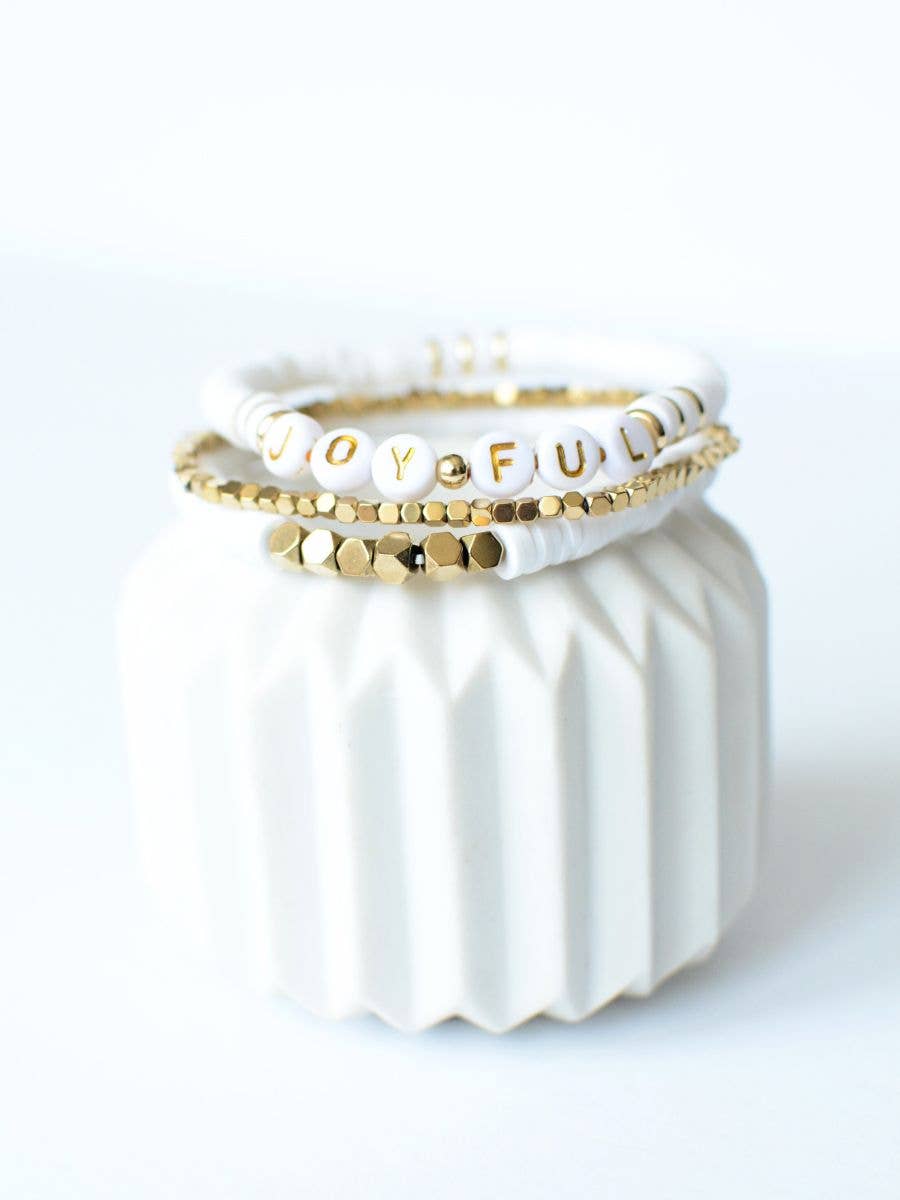 JOYFUL gold beaded bracelet jewelry set Christian & Holiday