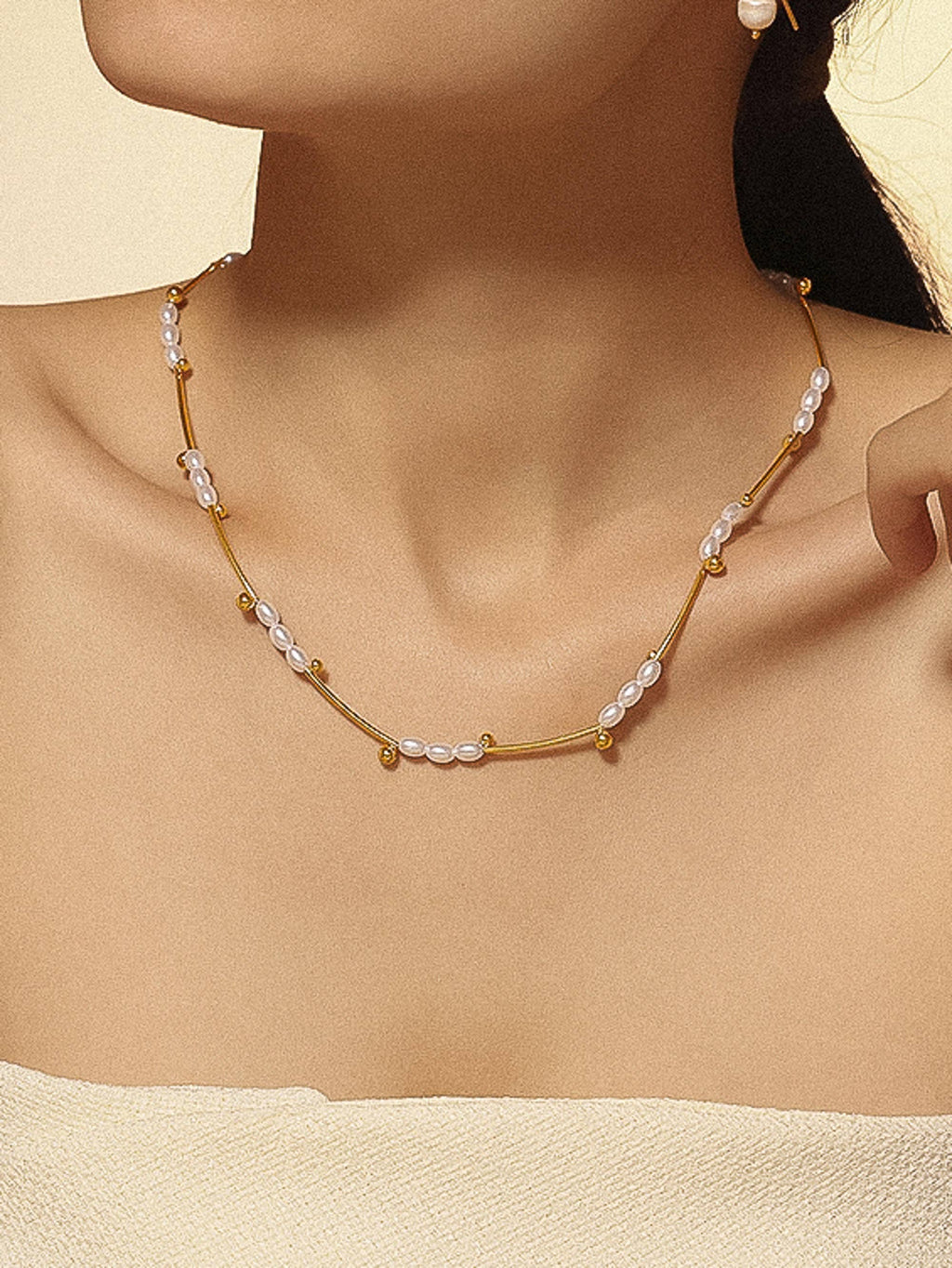 Nera 18K Gold Non-Tarnish Petite Pearl Chain Necklace