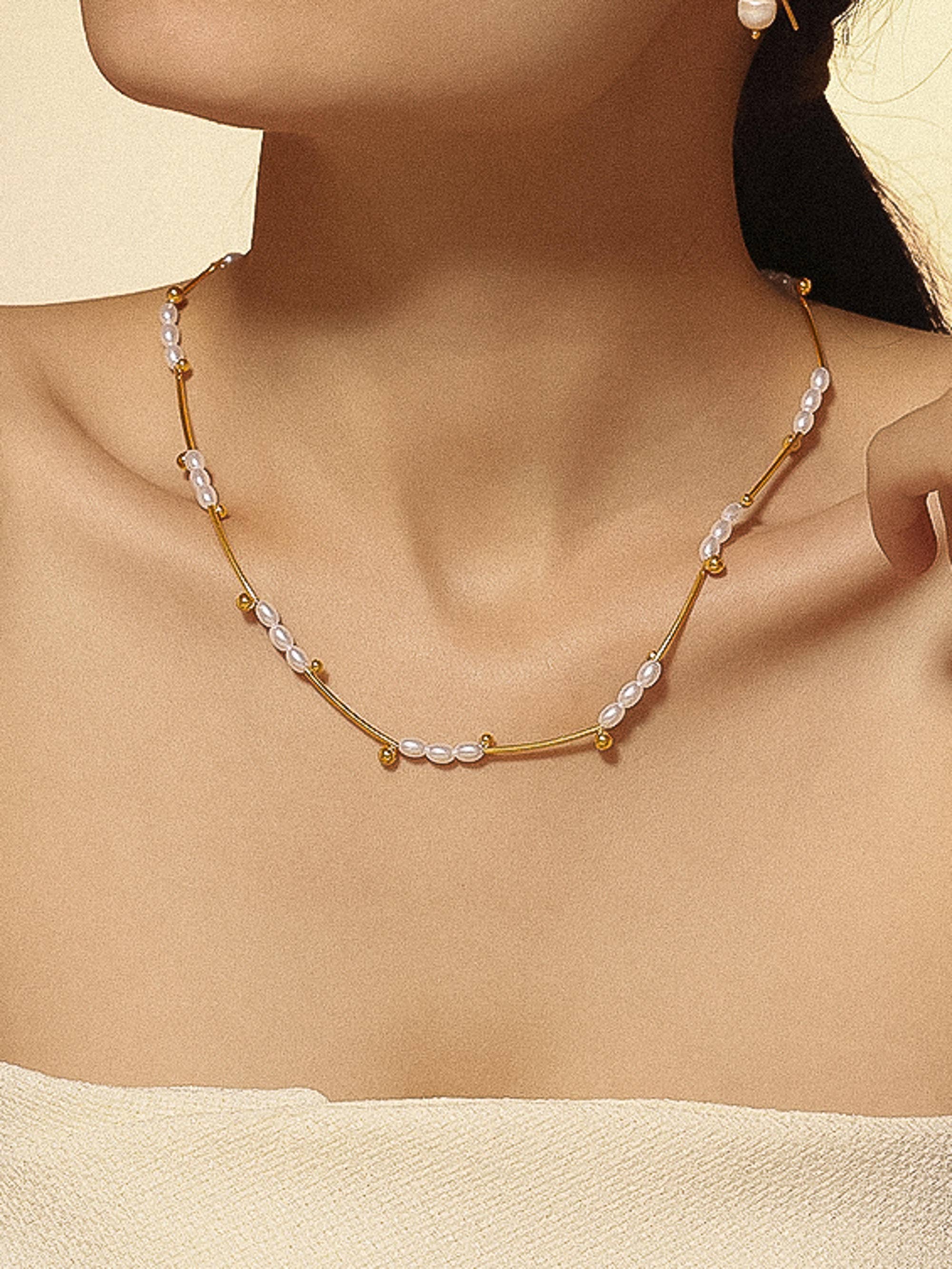 Nera 18K Gold Non-Tarnish Petite Pearl Chain Necklace