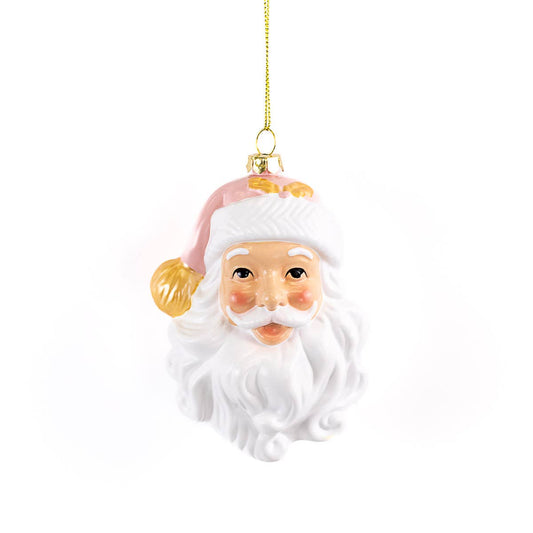 The Royal Standard - HoHoHo Santa Ornament   Pink/White   3x5