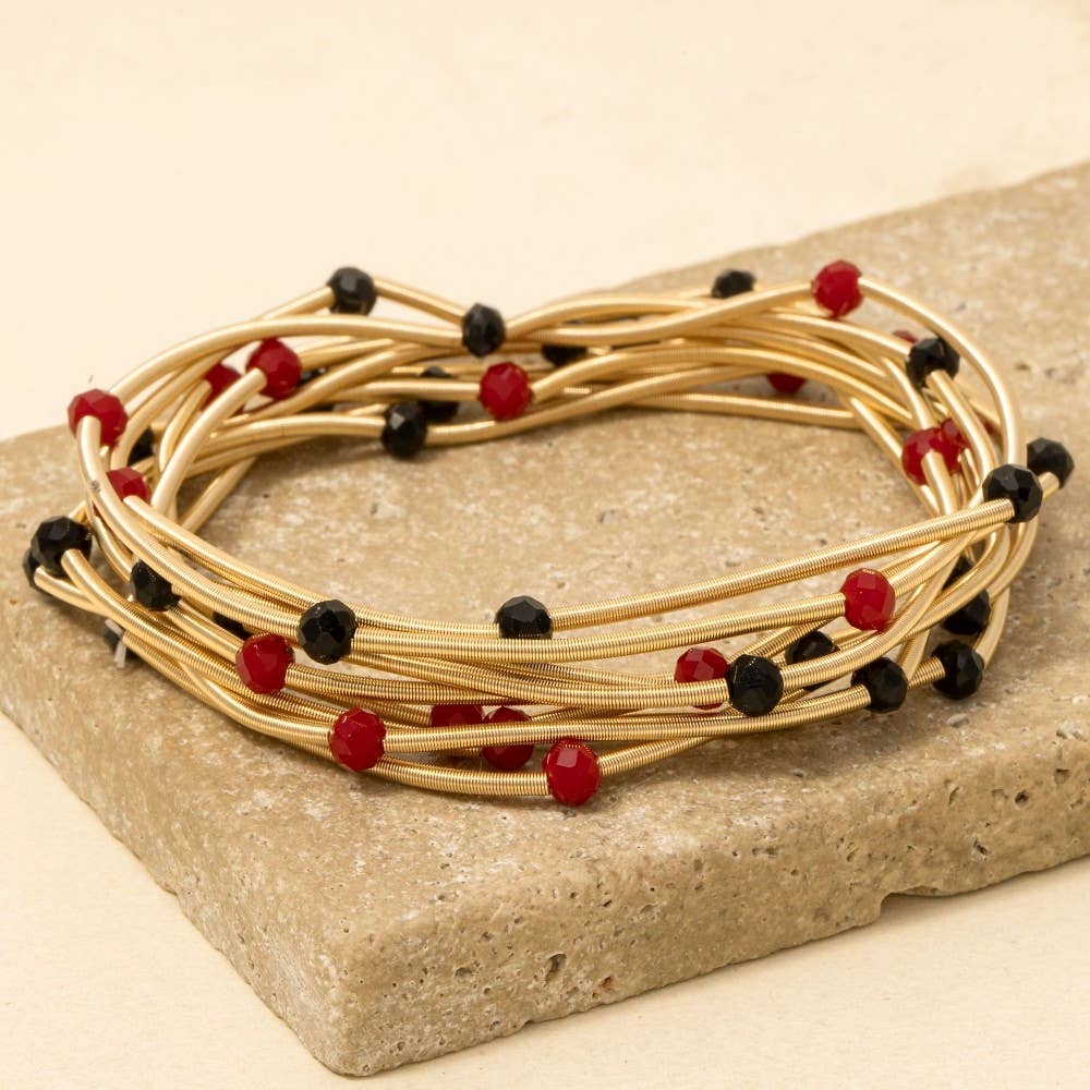 Game Day Beads Metallic Elastic Bracelet Set (2 color options)