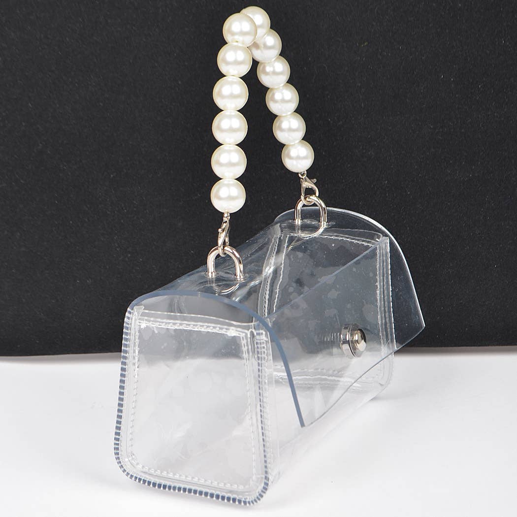 Transparent Clear Pearl Handle Bag