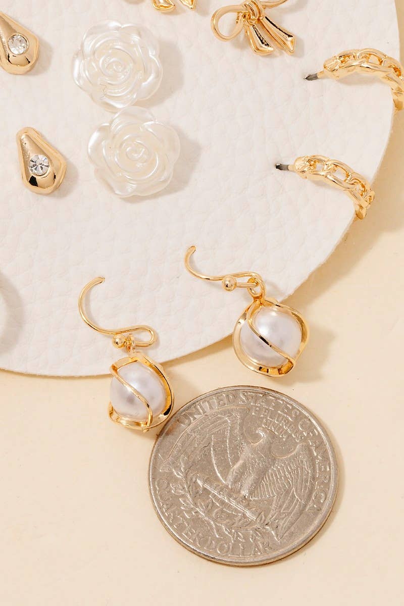 Assorted Ten Pair Rose Earrings Set