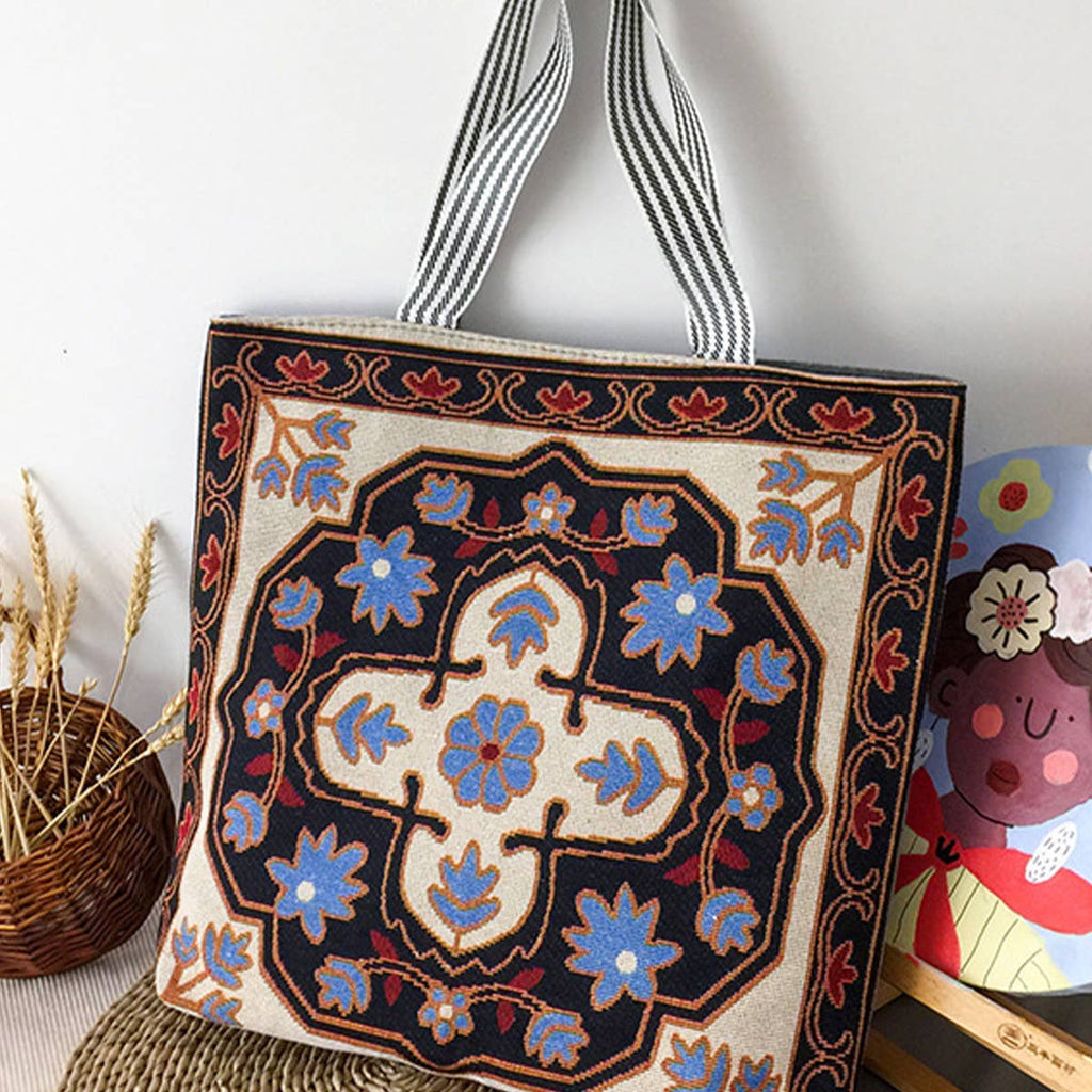 Retro Embroidered Shoulder Tote Bag (2 Colors)