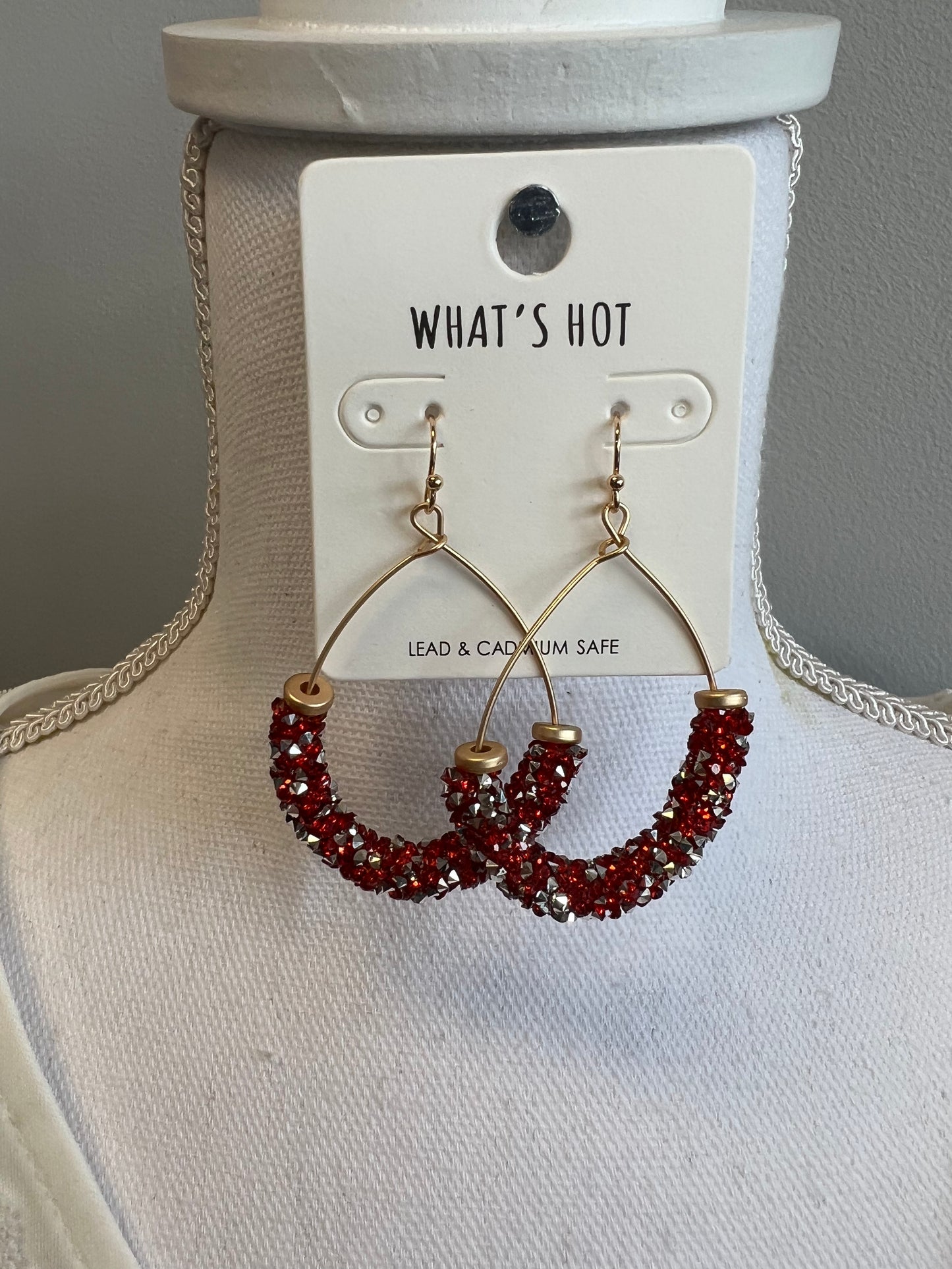 Red Crushed Crystal Earrings