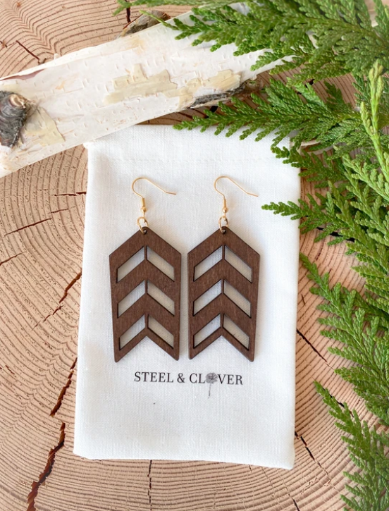 Steel & Clover - Arrow Wooden Earrings