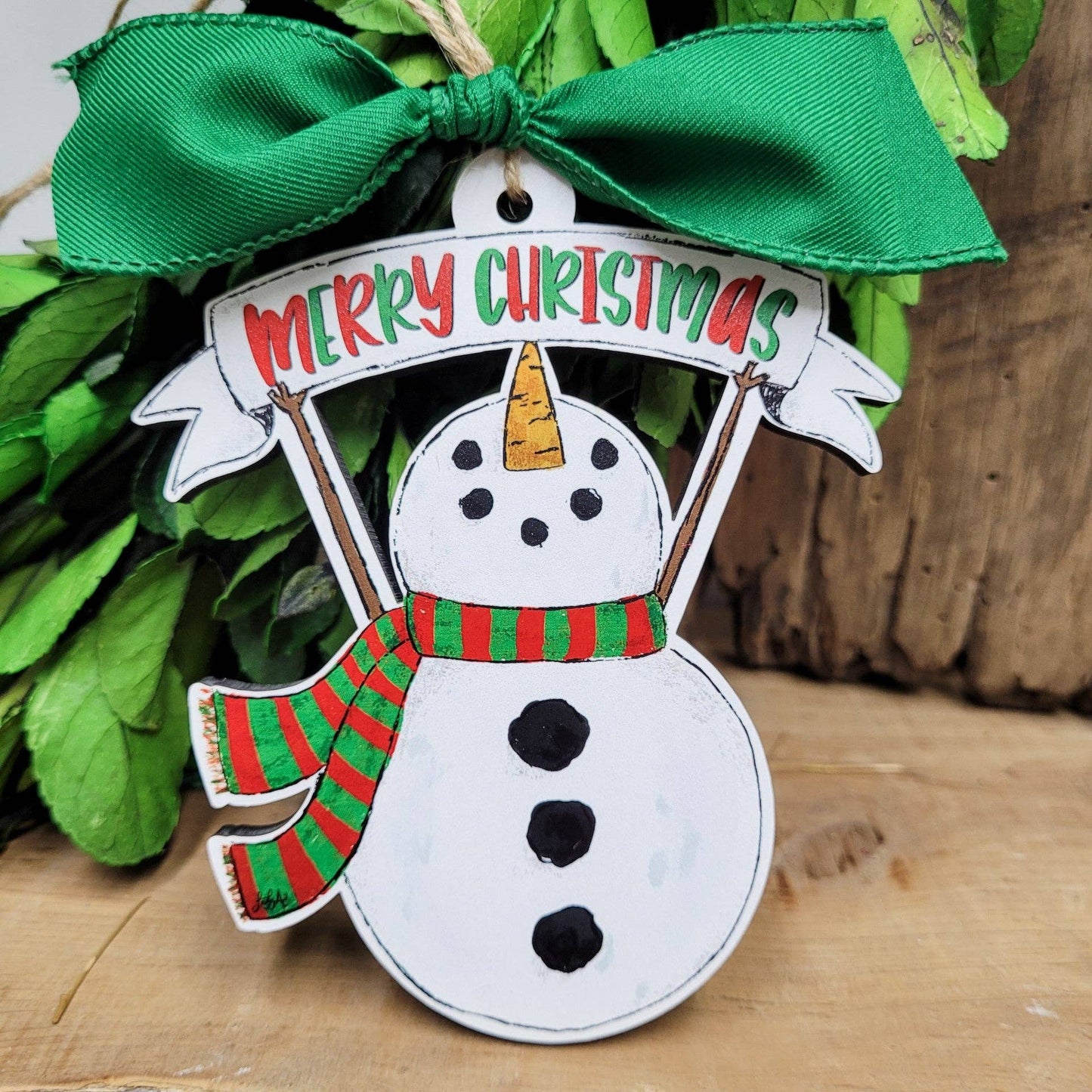 Merry Christmas Snowman Ornament
