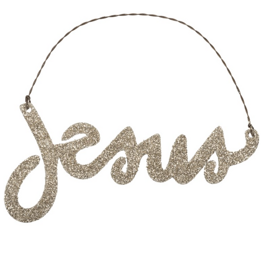 SALE! Gold Glitter Sparkle Jesus Ornament