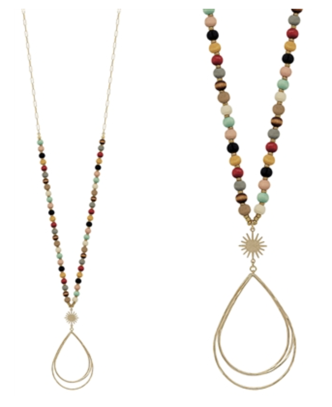 Gold Wired Teardrop Necklace (3 COLORS)