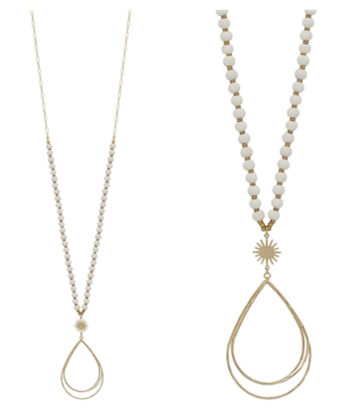 Gold Wired Teardrop Necklace (3 COLORS)
