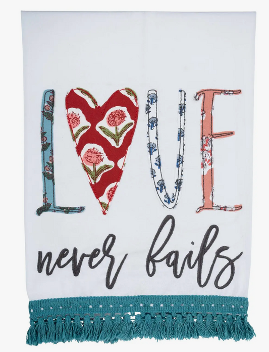 Glory Haus-Love Never Fails Tea Towel