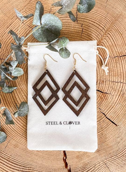 Steel & Clover - Dunvegan Diamonds Wooden Earring