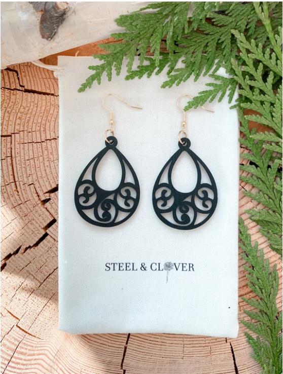 Steel & Clover - Athabasca Wooden Hoop Earrings